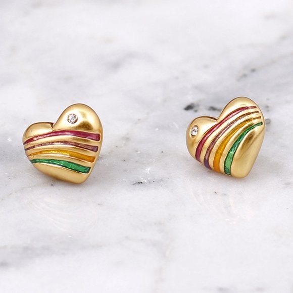 Coach Rainbow Heart Stud Earrings - Picture 1 of 3